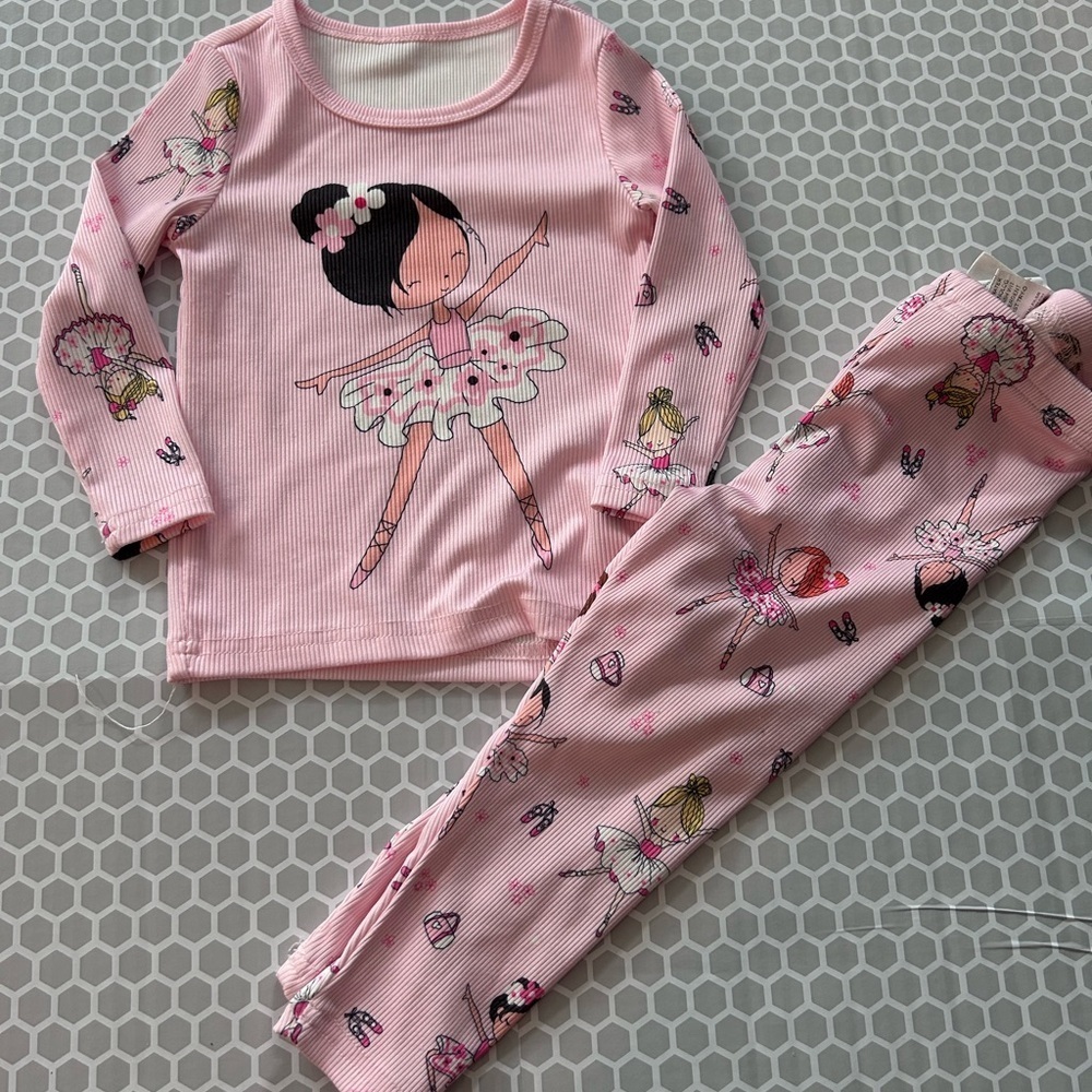 Charming Pink Ballerina Girls Pajama Set Size 18M